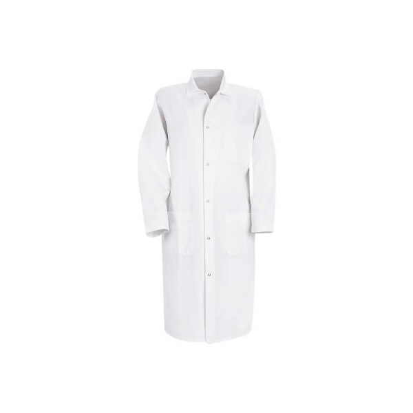 Red Kap  Gripper-Front Butcher Frock W/Inside Top Pocket, White, Polyester/Cotton Twill, 4XL